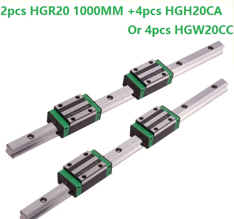 Линейная направляющая HGR20 L 1000 мм 2 шт. + линейный блок HGH20CA / HGW20CC|Линейные