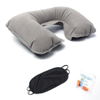 

Outdoor Sambo Inflatable U-shaped Pillow Earplugs Kit Portable Noise Insulation Earbuds Light Blocking
