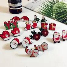 Милые носки с рождественской елкой и Санта-Клаусом; подарок; серьги-гвоздики для женщин и девочек; 8 стилей; милые животные; олень; шпильки; Рождественский подарок