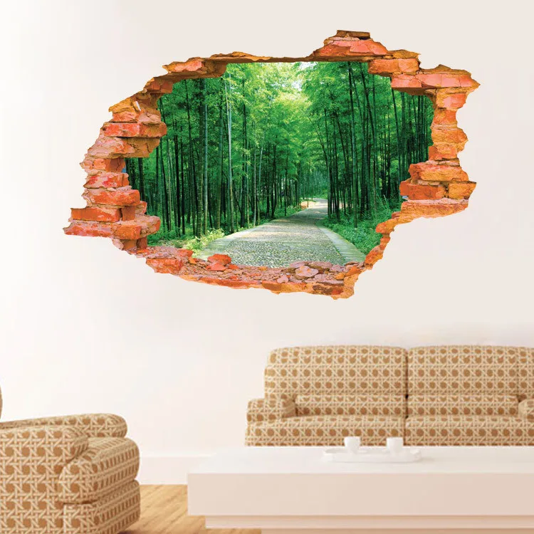 Tree lined trail 3D sticker Wall Sticker 60*90CM quarto poster Bedroom house mural wall decals
