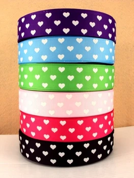 

David accessories 1''25mm heart love printed polyester Grosgrain ribbon 50yards,DIY handmade materials,wedding gift wrap,50Y5141