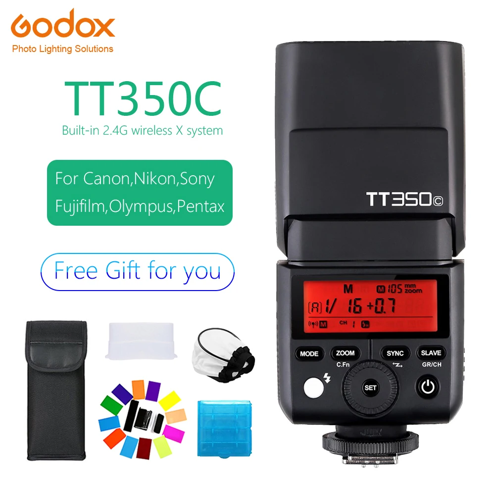 

Mini flash Speedlite Godox TT350 TTL 2.4G Wireless Micro single flash Hot shoe USB For Canon Nikon Sony Olympus/Panasonic Fuji