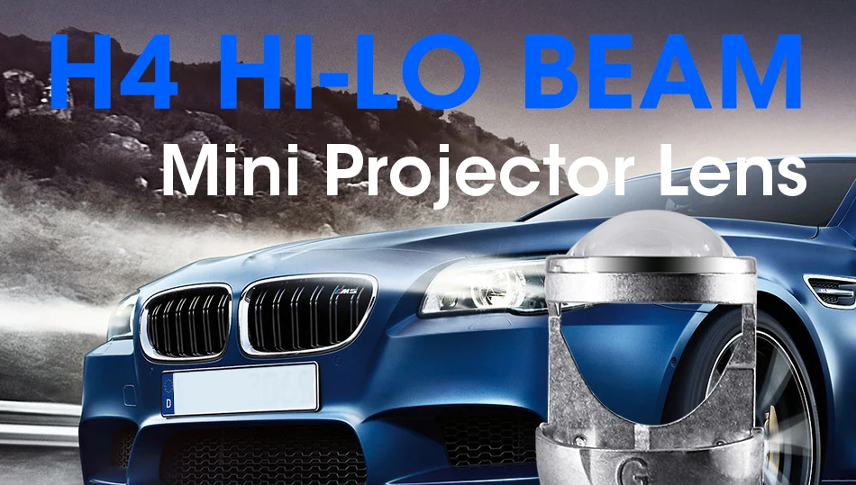 1 hlxg 70WPair H4 LED Mini Projector Lens Automobles LED Bulb LED Conversion Kit Lamp HiLo Beam Headlight 12V24V 5500K White