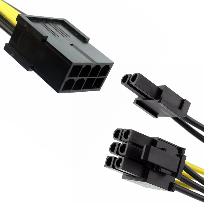 mining Power Supply Cable Cord 20cm PCIE PCI Expres 8Pin Extension Cable 8P to 2 Port Dual 6+2Pin GPU Graphics Card