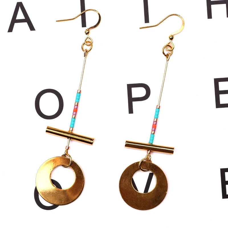 Женские медные серьги капельки FAIRYWOO Boho Miyuki круглые золотые ручной работы