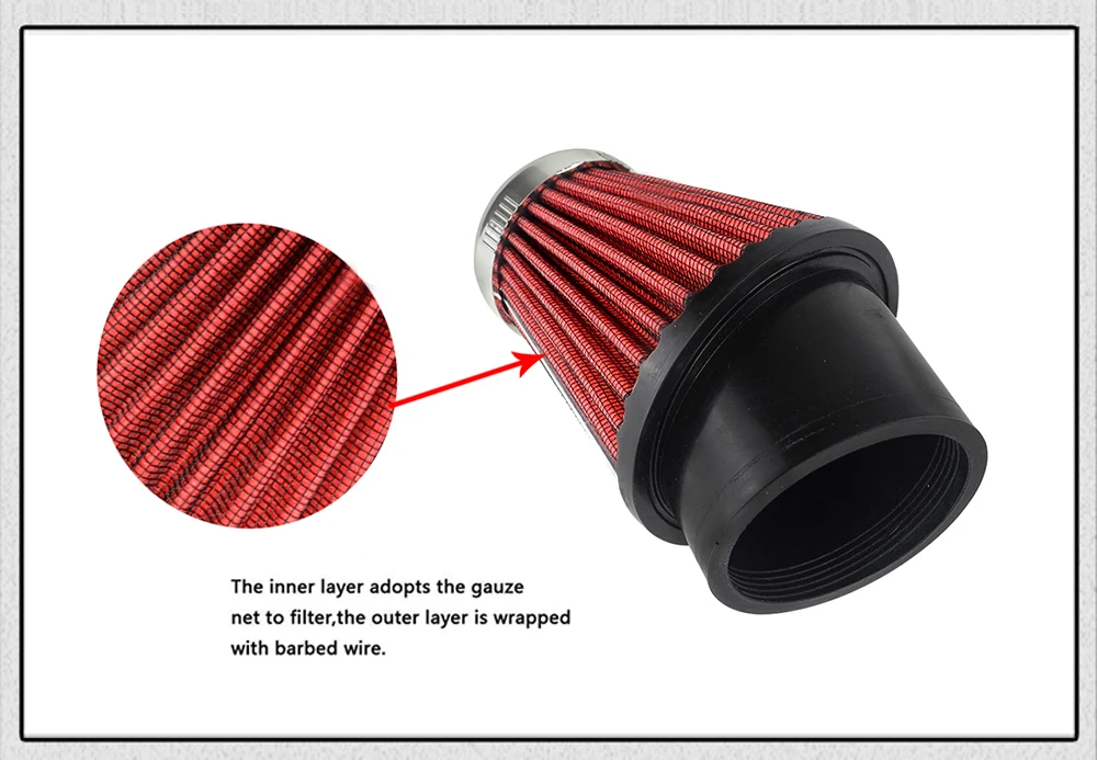 PQY-профессиональные мотоциклы Грибная головка воздухозаборник фильтр очиститель 62 мм красный PQY-AIT23