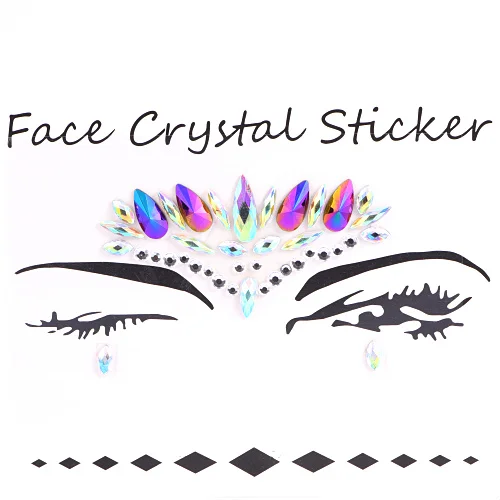 Festival Face Jewels Crystal Body Stickers Make Up Face Gems Glitter Rhinestones Face Sticker For Festival Party Dress UP F0118 