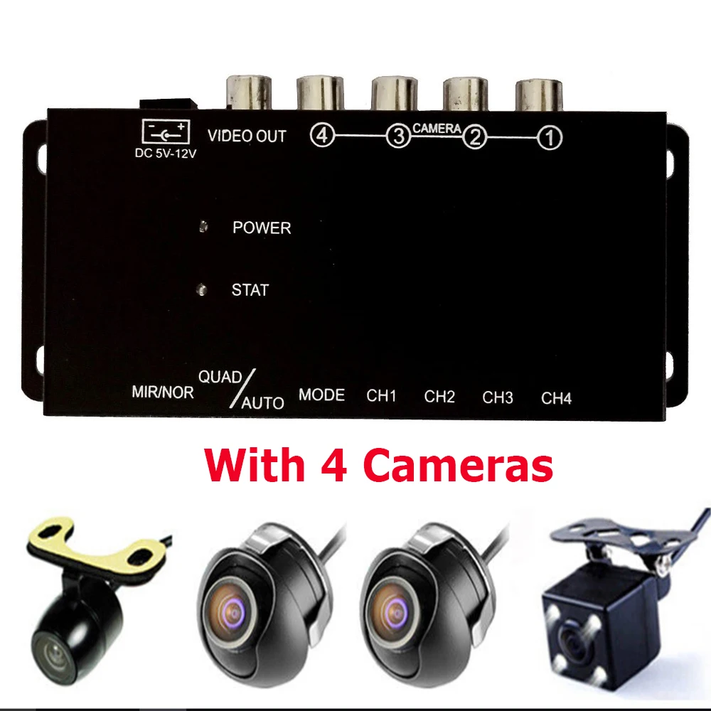 Car 4 Way Image Split Screen Control Box With Front Left Right Rear View font b