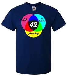 Мужская ответ 42 Футболка-забавная футболка Sci Fi Hitchhikers Ретро Science Guide рубашка хлопок Высокое качество Мужская футболка