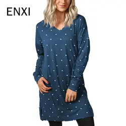 ENXI Осень с длинными рукавами в горошек футболка с круглым вырезом для беременных Для женщин длинные футболки Для женщин Одежда для