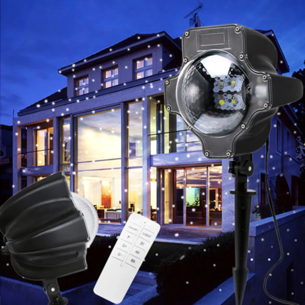 Рождественский светодиодный снег свет проектор снежинки ночника домашнего Сад Xmas вечерние Декор-JD9 WWO66