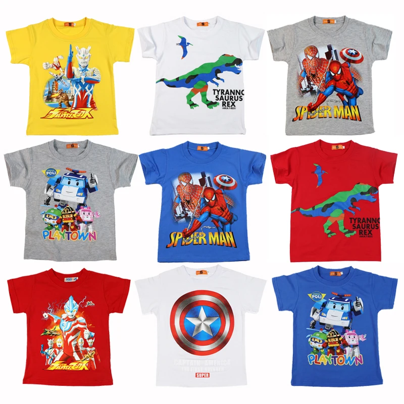 

Summer Baby Boys T-Shirt Short Sleeve Cotton Tops Clothes Dog Cartoon Spider Altman Hero Child Boy T Shirt 3 4 5 6 7 Years Tees