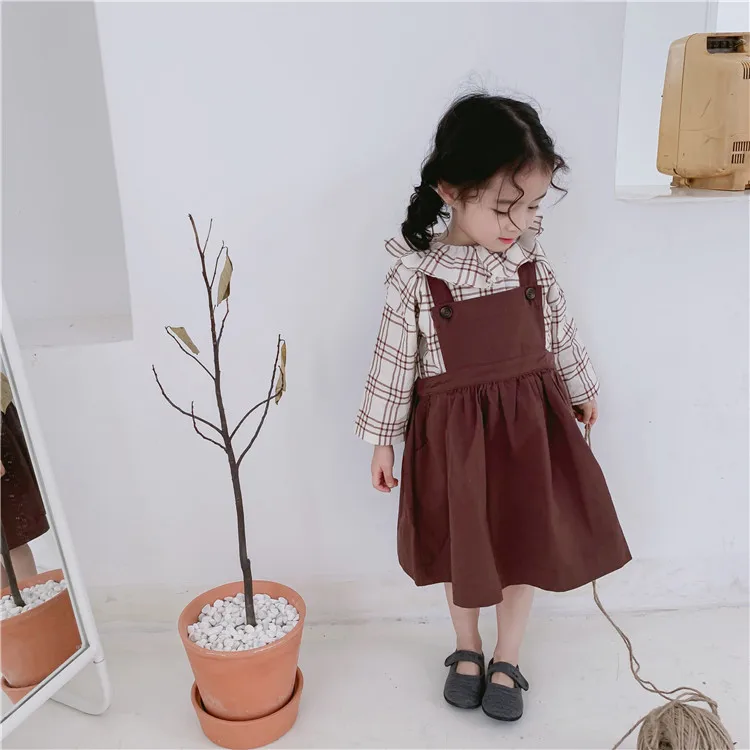 

2019 Korean Style Girls Cotton Dress Spring Baby Girls Vest Dresses 1-7 years