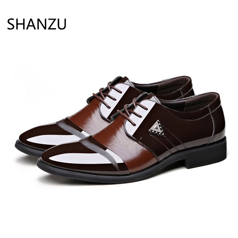 

Fashion Italian Style Men Dress Wedding Shoes Luxury Men's Business Oxfords Casual Flats Black Leather Derby Shoes