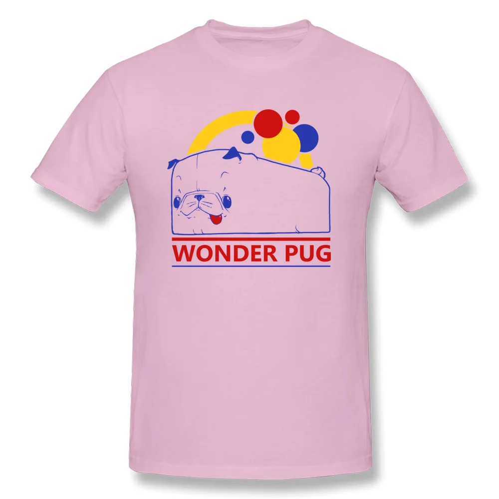 Wonder Pug O-Neck T-Shirt Summer Tops Shirts Short Sleeve Cheap Pure Cotton Casual Tops & Tees Summer Men Top Quality Wonder Pug pink