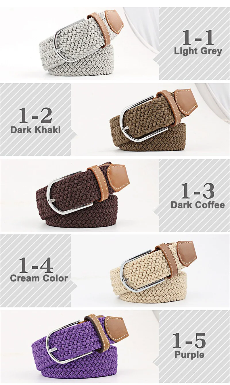 Hoge Kwaliteit Modieuze Elastische Canvas Riemen voor Vrouwen Gebreide Gesp Verstelbare Riem Mannelijke Canvas Riemen voor Jeans 26 Kleuren NIEUWE