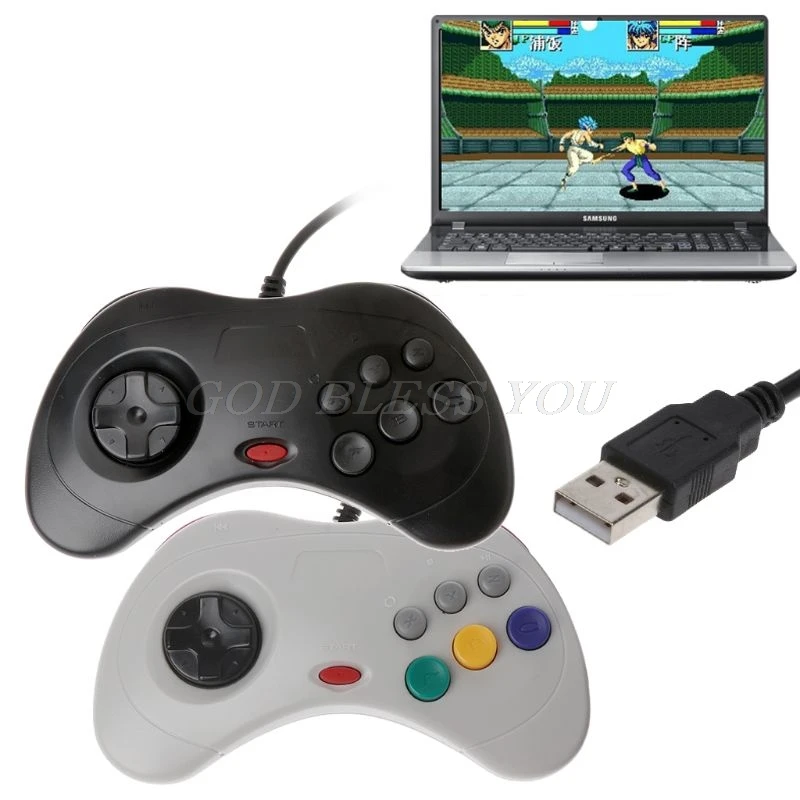 USB классический геймпад проводной игровой контроллер Joypad для sega Saturn PC черный белый