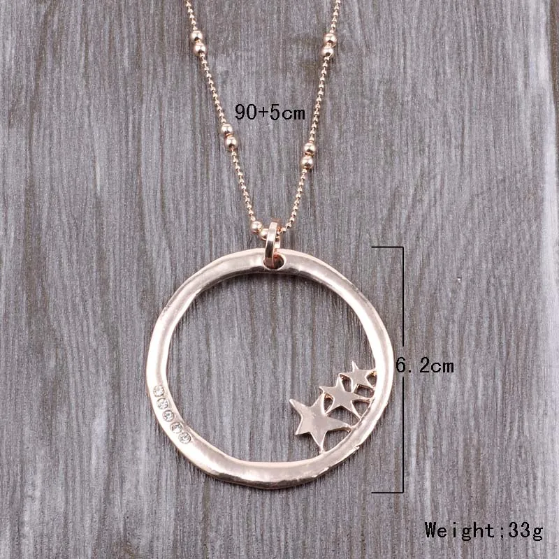 ELOYHI, простая круглая пентаграмма, длинная цепочка-змейка, кулоны, цепочка для свитера, высокое качество, для женщин, Трендовое ожерелье и кулоны, подарок