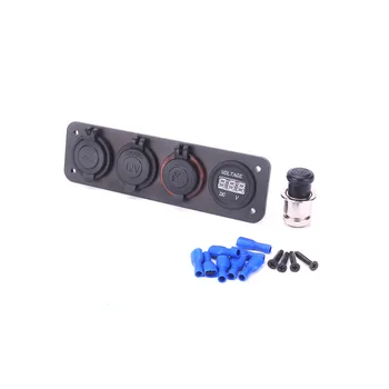 

IZTOSS car USB charge socket with bule light +DC voltage current meter +power charge socket al panel cigrette ligter 4 in1