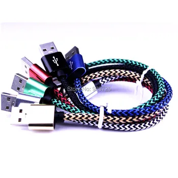 

500pcs/lot 20CM fabric nylon braided metal usb date cable Accessory Bundles for mobile phone 7 8 5 5s 6 6s