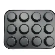 Сверхмощный противень для выпечки капкейков из углеродистой стали, 12 мини-чашек в форме кекса, антипригарный противень для выпечки капкейков, форма для кексов