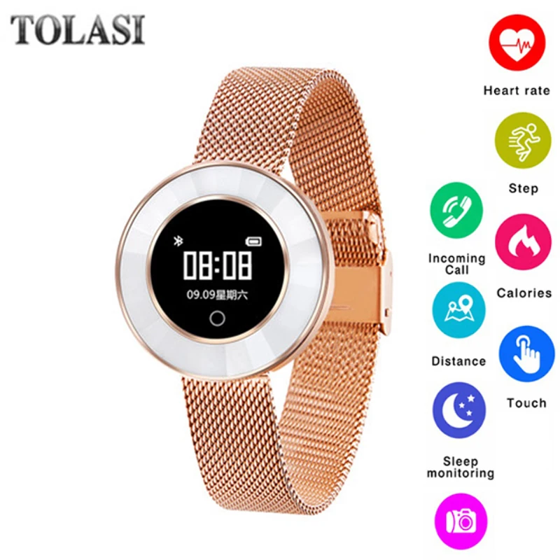 

Heart Rate sports smart watch women blood pressure bluetooth 4.0 smartwatch relogio feminino reloj mujer waterproof IP68 camera