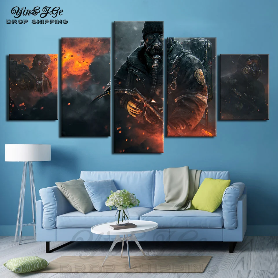 

Wall Art Canvas Painting HD Print Home Decor Bedside Background 5 Pieces Tom Clancy's The Division Modular Picture Game Poster
