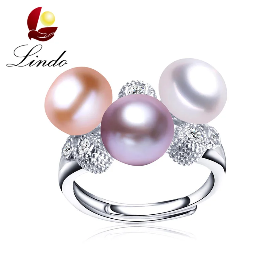 Luxury Elegant 100 Natural Freshwater Pearl Ring For Women Fashion 925