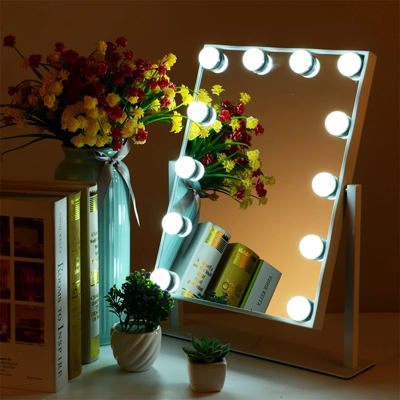 

Hollywood Style Cosmetic Makeup Mirror with Lights Lighted Vanity Mirror with 12x3W Dimmable LED Bulbs and Touch Control Design