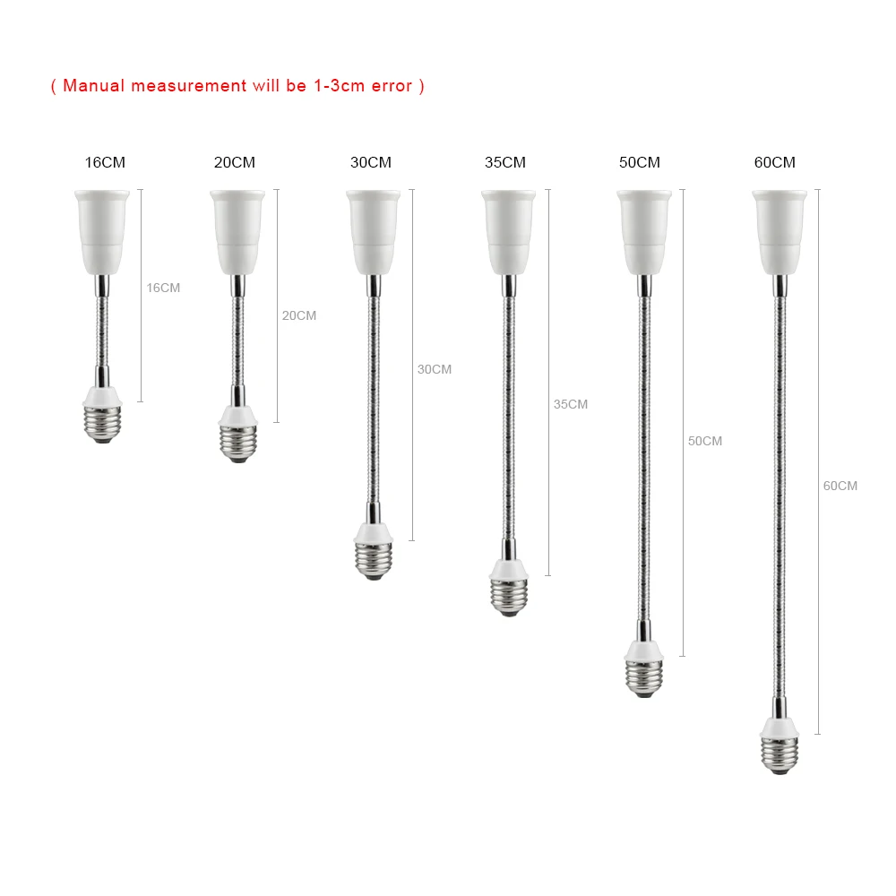 1 шт. E27 для E27 16см 20см см 30 см х 35 см/50 см/60 см Extendsion Светодиодный лампа базовый Держатель конвертера гибкая труба лампы охраны окружающей среды, патрон для лампы