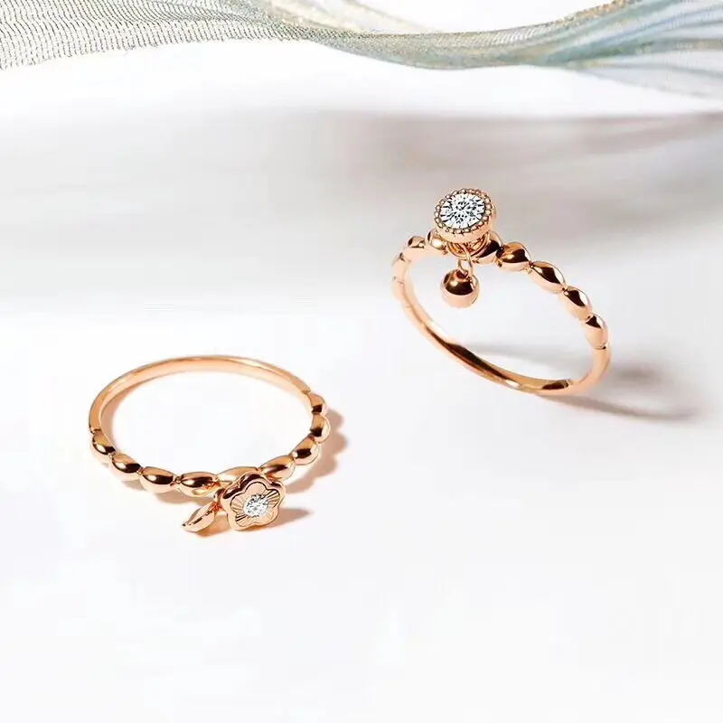 Aazuo 18 K розовое золото настоящий бриллиант цветок& круглая цепочка кольцо для женщин очаровательные ювелирные изделия модный подарок Любовь крошечные тонкие Au750