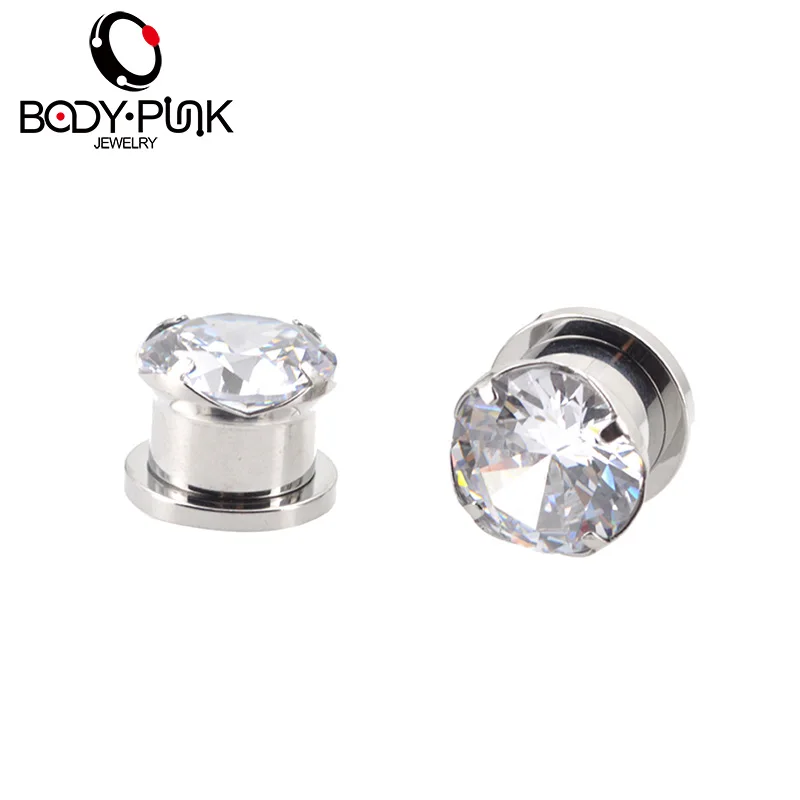 Buy BODY PUNK Fake Ear Tunnels Big CZ Ear Plugs