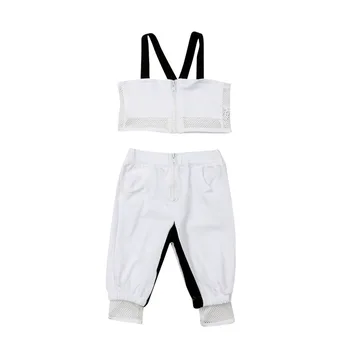 

Newborn Baby Girl Kid white Mesh suit Sling zipper Cami Tops and Trousers Summer tracksuit Clothes Set 1-4T