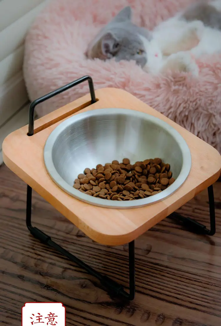 Pet cat dog rice чаша из нержавеющей стали коническая деревянная чаша высокого плюшевого права миска для Собак Пищевой стандарт для человеческого использования