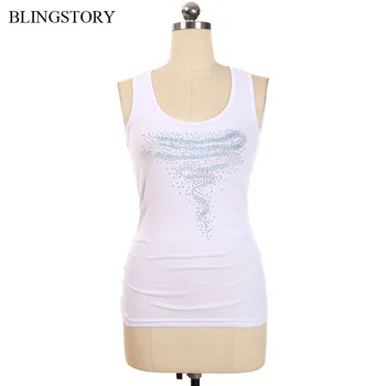 

BLINGSTORY Elegant Plus Size Top Women Diamond Print Sexy Beading Racerback Basic Tee Dropshipping LP4999004