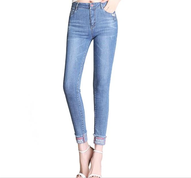 ladies denim crop trousers