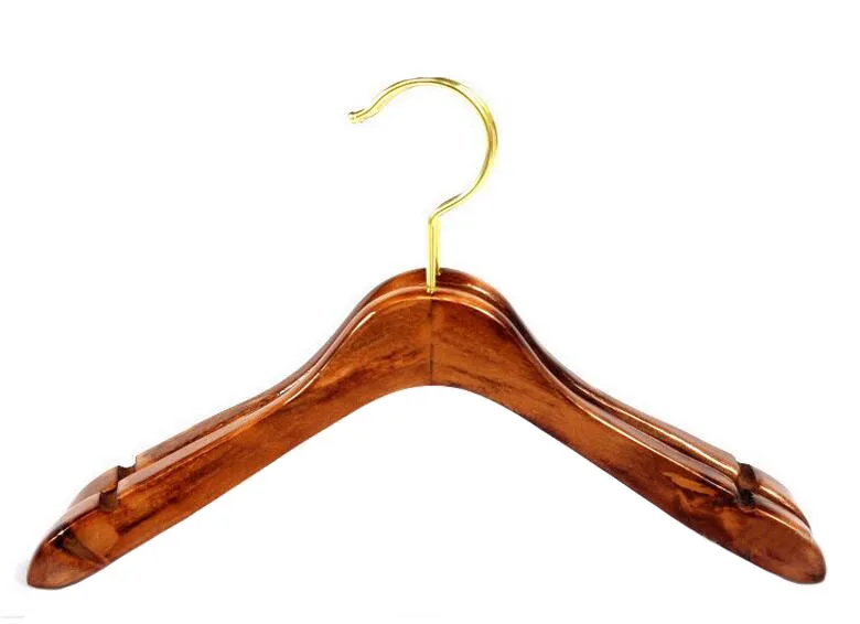 [Free Shipping] Top Quality Vintage Wide Shoulder Wooden Hanger for Coats With Golden Hook (10
