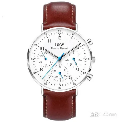 Carnival IW Serier 8787-6G водонепроницаемые 30 m Ультратонкий чехол для деловых мужчин кварцевые часы наручные часы - Цвет: Серый