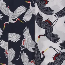 100x140 см, японский стиль, хлопковая ткань с принтом крана для женской одежды, саржевая Лоскутная Ткань, сшитая вручную