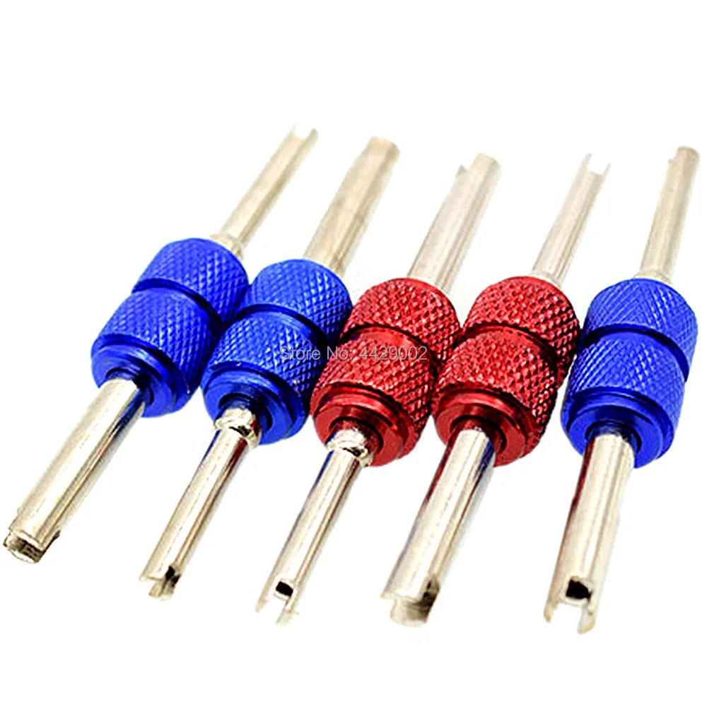 

5pcs Valve Core Remover Dual Head Repair Tool A/C 2 Ways Valve Stem Core Remover Installer Key 134a Auto AC Dual End 2 Sizes Kit