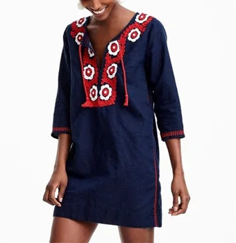 

Embroider Cotton Beach Cover up Tassel Tunic for Beach Bathing suit Women Cover up Sarong Pareo Beach Swim Cover up Beach Dress