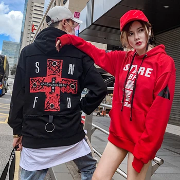 

Harajuku Couple Funny Printed Hoodie Hip Hop Sweatshirt Men Soild Color Streetwear Loose Streetwear Men Hoodies Casual Clothes