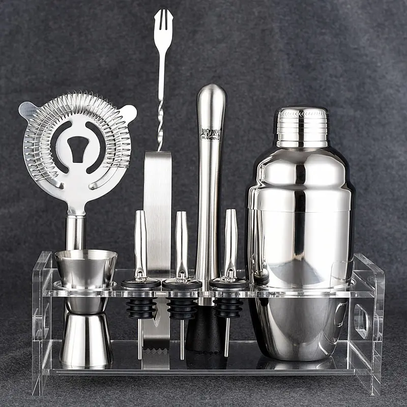 Deluxe Bar Set Cocktail Shaker Set (10PCS) Tin Jigger Tong Strainer