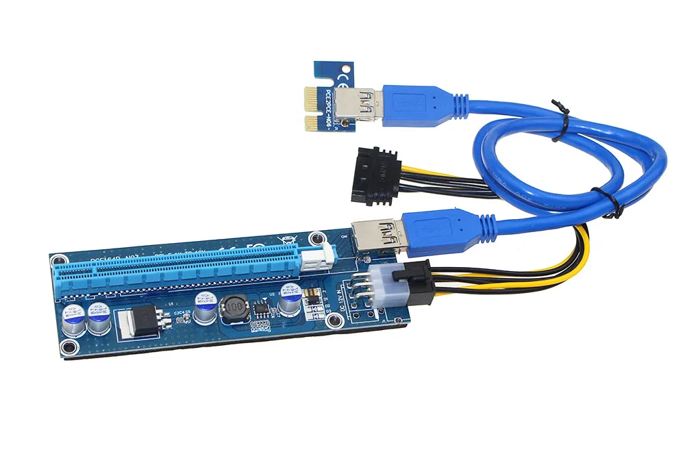 PCI E Райзер Express 1X до 16X карта Райзера USB 3 0 SATA кабель питания BTC для майнинга
