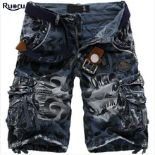Ruoru, новинка, карго, шорты для мужчин, высокий дизайн, камуфляж, военные шорты, Homme, летняя верхняя одежда, хип-хоп, повседневные, Карго, камуфляж, мужские шорты