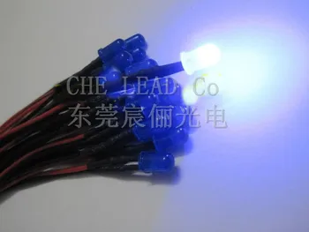 

100pcs Hot sale Blue Diffused 5mm dip led Pre Wired led DC12V 20mm prewired cable led
