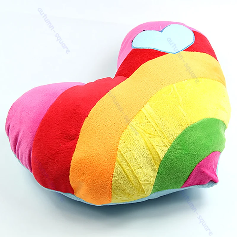 Lovely Soft Stuffed Plush Cushion Nap Rainbow Love Throw Heart Pillow