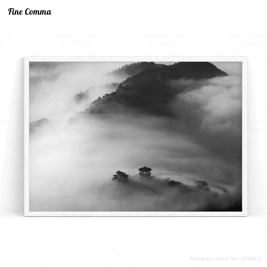 

Foggy Mountain Zen Poster Scandinavian Decor Nordic Art Posters and Prints Wall Picture for Living Room Wall Art Canvas Print