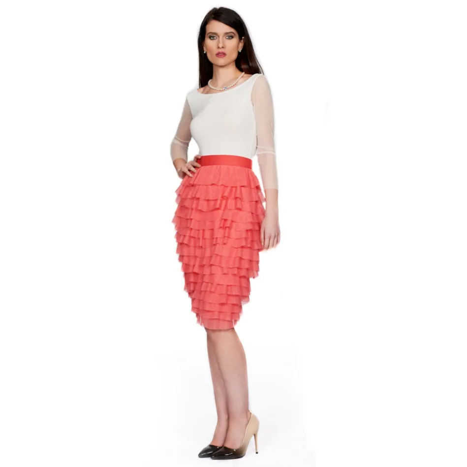 coral tulle table skirt