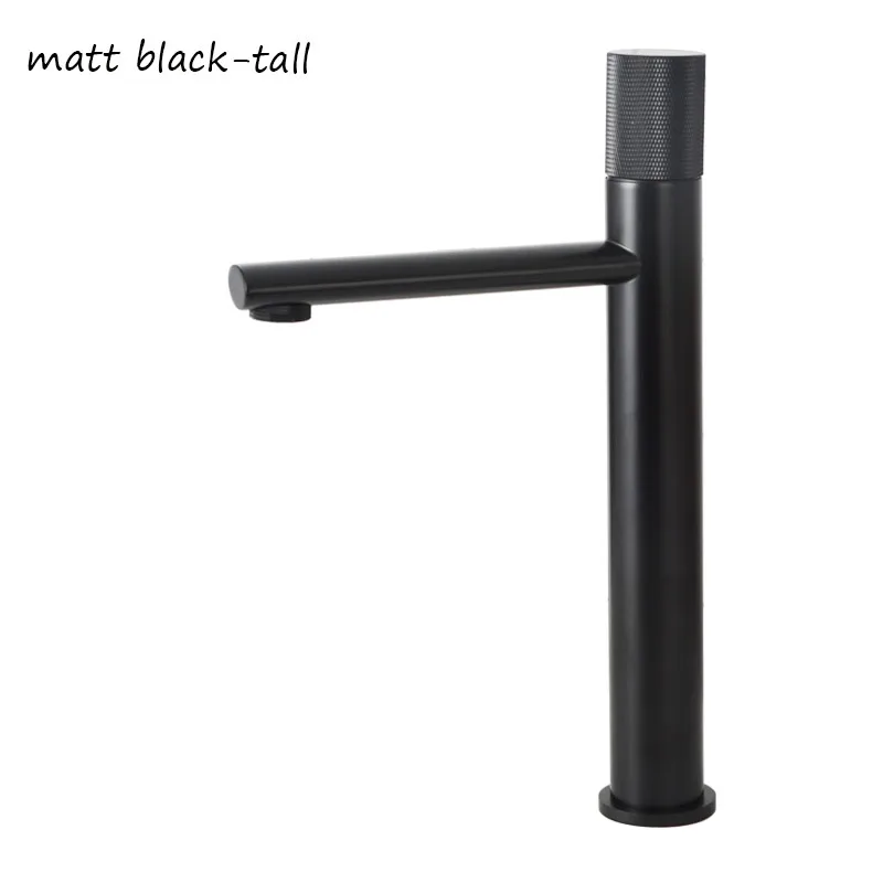 SEKOVA латунный Смеситель для ванной комнаты, черный умывальник для ванной комнаты, смеситель для холодной и горячей воды, кран с одной круглой ручкой, на бортике - Цвет: black-tall